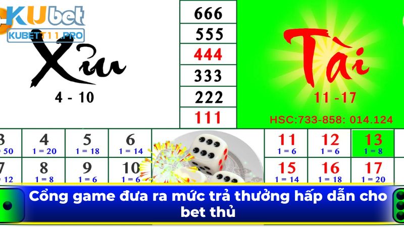 Cổng game đưa ra mức trả thưởng hấp dẫn cho bet thủ